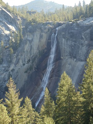 Nevada Falls from the approach on the John Muir Trail, a short distance away and from a slightly higher elevation