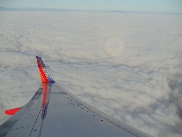 Another view of the glory, to the right of the plane wing
