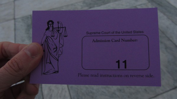 Supreme Court of the United States: Admission Card Number: 11